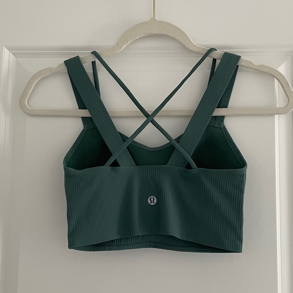 Lululemon Like A Cloud Sports Bra Ribbed Green Size 2 - Picture 2 of 16